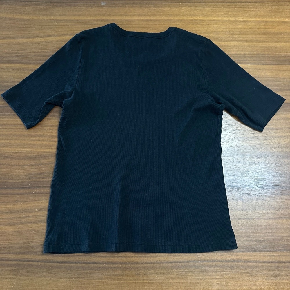 AYR The Exec Ribbed Tee Pima Cotton Blend Womens XL Black Quiet Luxury Classic - Picture 9 of 11
